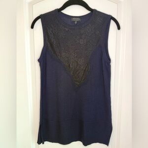 rag & bone Wool Knit Lace Sleeveless Top Navy/Black Size XS